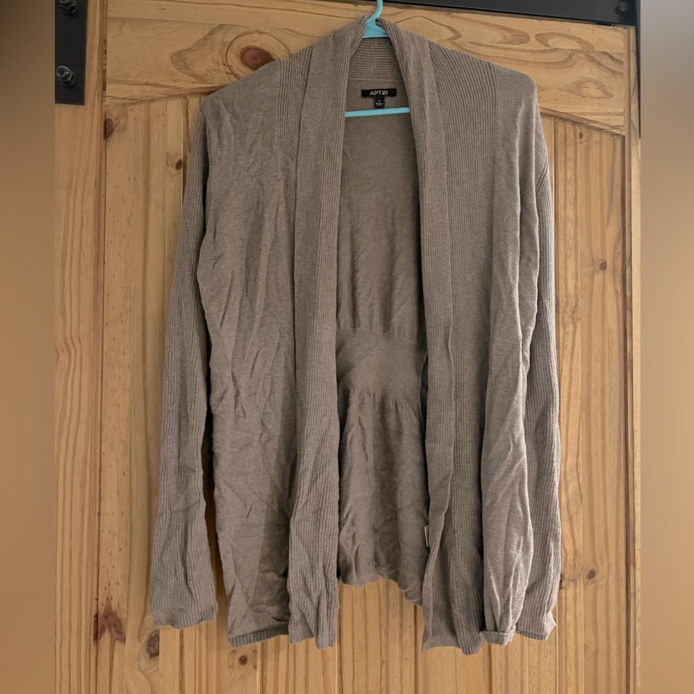 Tan Open Front Knit Cardigan